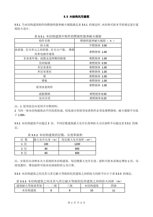 建筑设计防火规范-5.5 木结构民用建筑