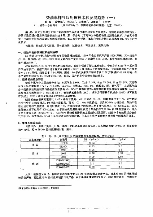 柴油车排气后处理技术和发展趋势一二