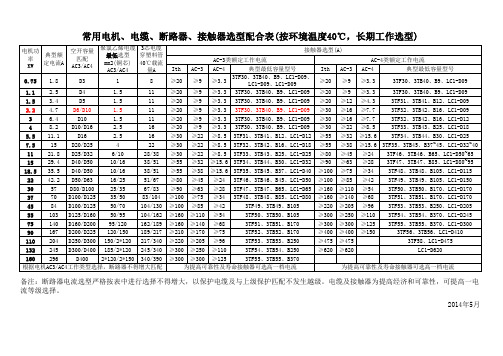 空开、电缆、接触器与电机的配合