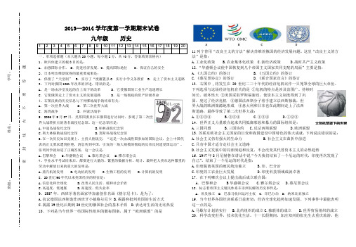 2013-2014第二学期九年级历史考试卷