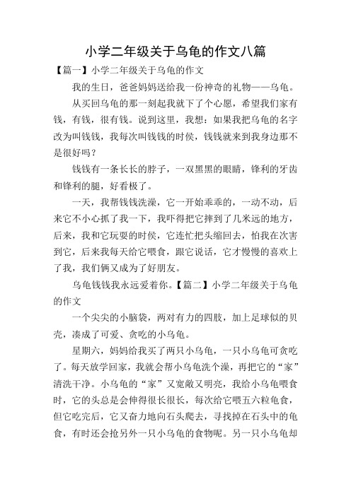 小学二年级关于乌龟的作文八篇