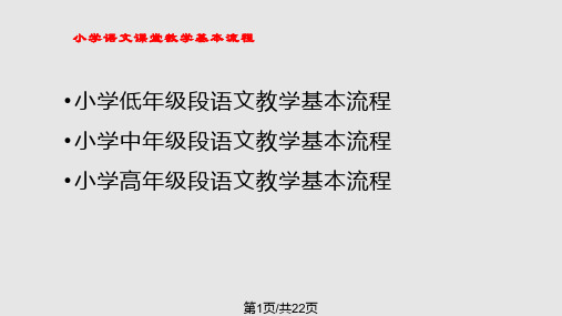 小学低年级段语文教学基本流程PPT课件