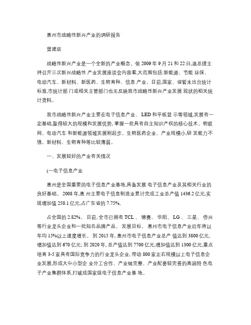 惠州市战略性新兴产业的调研报告讲解