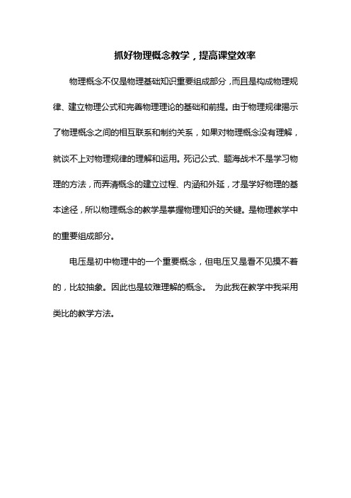 抓好物理概念教学,提高课堂效率