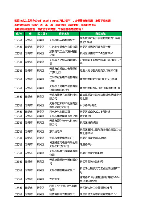 2020新版江苏省无锡市新吴区电器有限公司工商企业公司商家名录名单黄页联系电话号码地址大全302家