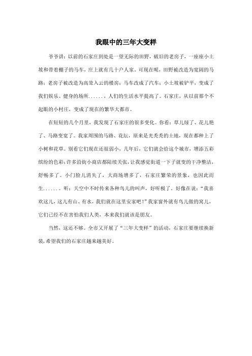 我眼中的三年大变样_小学三年级作文400字