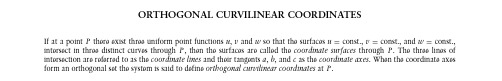 ORTHOGONAL CURVILINEAR COORDINATES