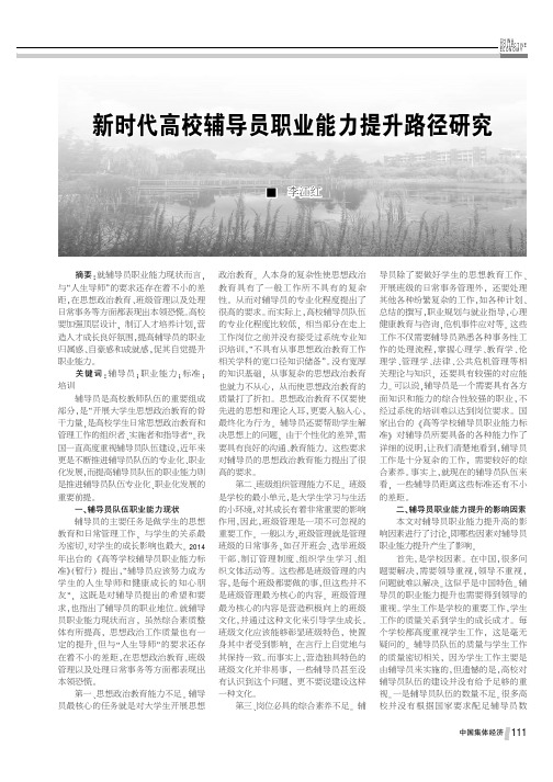 新时代高校辅导员职业能力提升路径研究