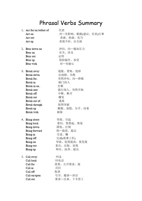 Phrasal Verbs Summary