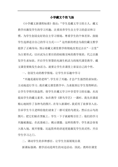 小学藏文个性飞扬论文