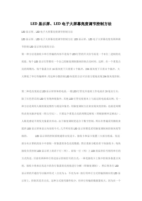 LED显示屏、LED电子大屏幕亮度调节控制方法