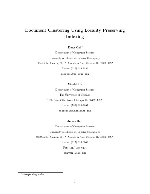 Document Clustering Using Locality Preserving Indexing