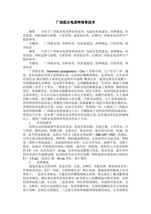 广西拟水龟苗种培育技术