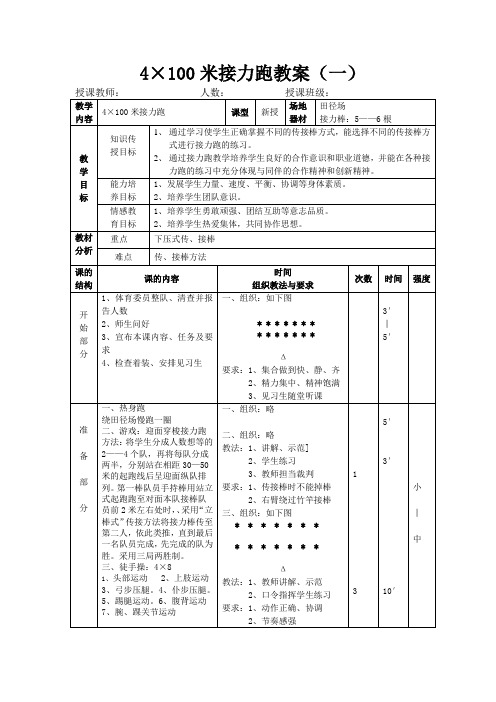 4×100米接力跑教案1