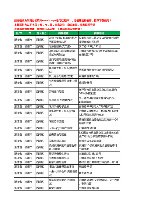 2020新版浙江省杭州市西湖区月子服务工商企业公司商家名录名单黄页联系号码地址大全90家