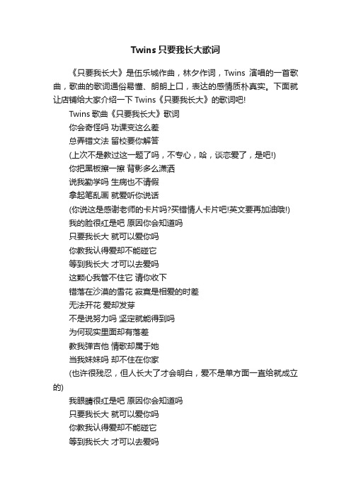 Twins只要我长大歌词