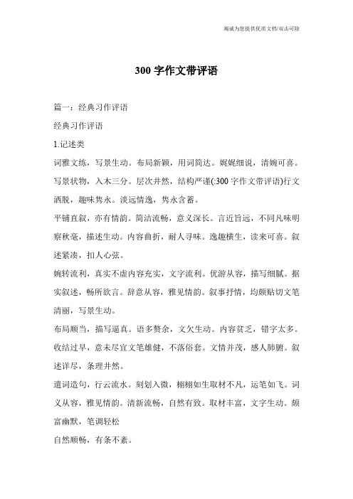 300字作文带评语