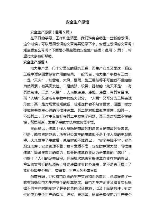 安全生产感悟（通用5篇）