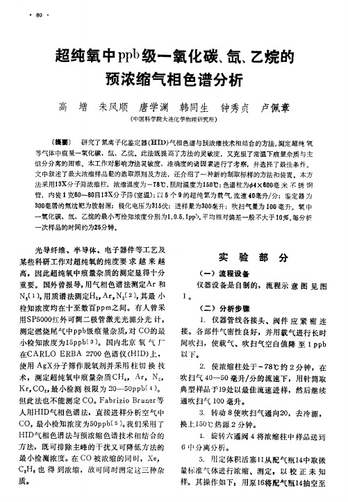 超纯氧中ppb级一氧化碳、氮、乙烷的预浓缩气相色谱分析