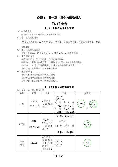 高中数学必修一集合与函数的概念-复习资料