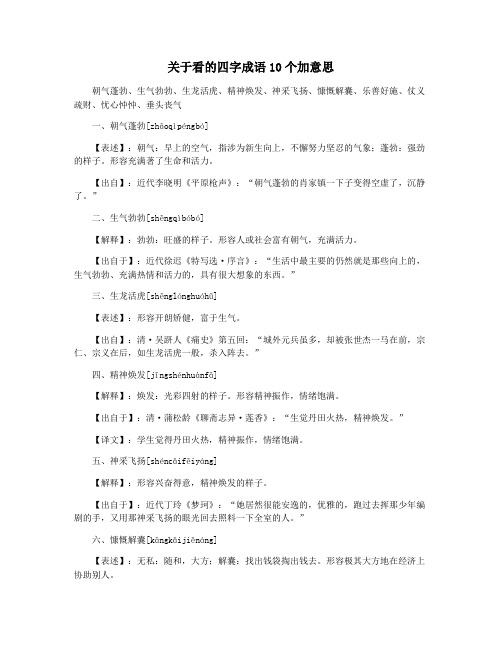 关于看的四字成语10个加意思