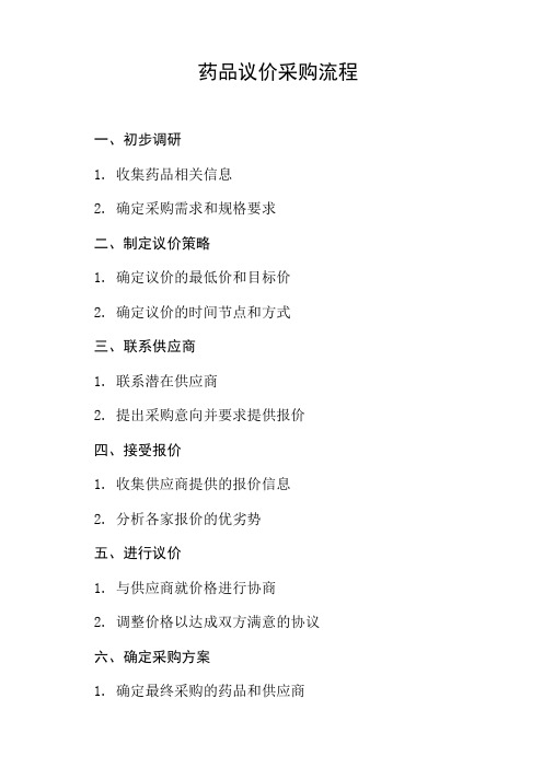 药品议价采购流程操作
