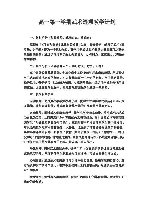武术课时计划