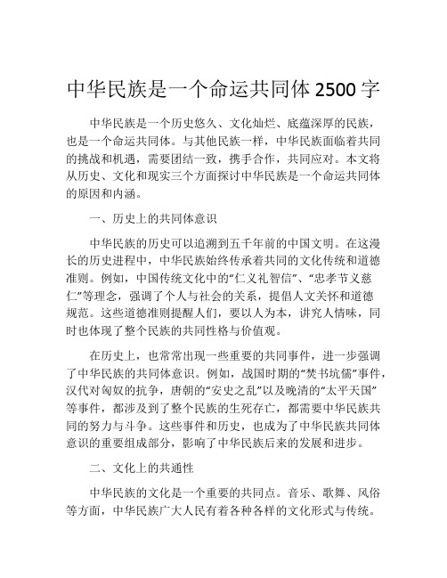 中华民族是一个命运共同体2500字