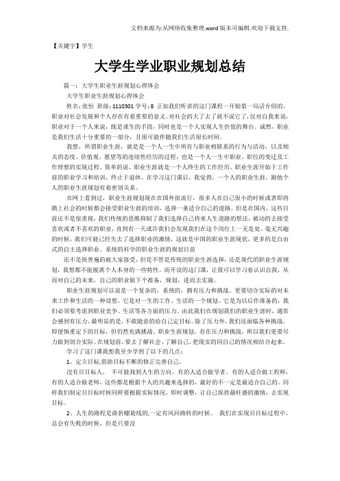 【学生】大学生学业职业规划总结