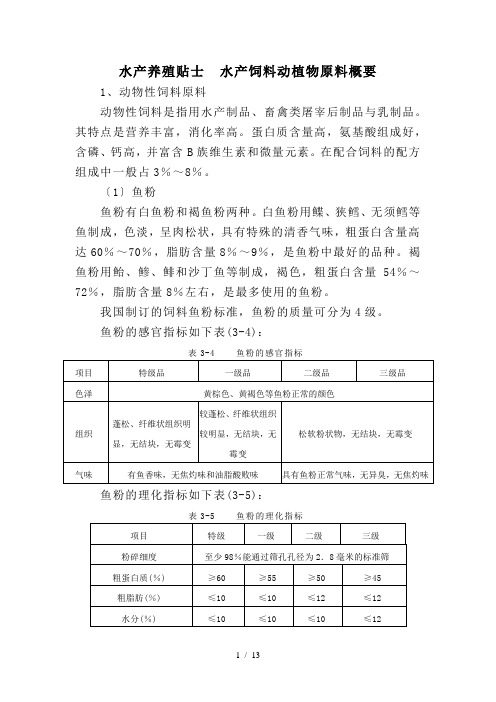 水产养殖贴士--水产饲料动植物原料概要