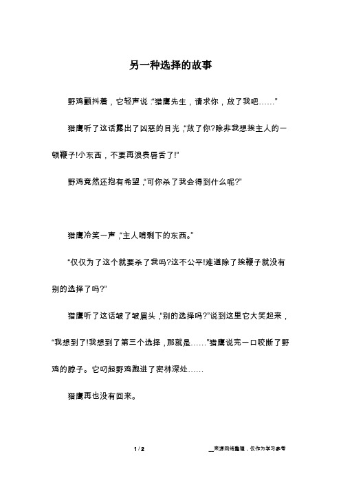 另一种选择的故事