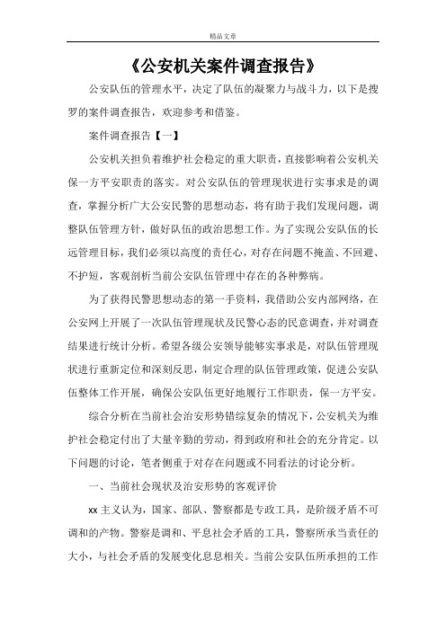 《公安机关案件调查报告》