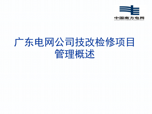 广东电网公司技改检修项目管理概述