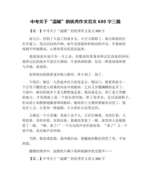 中考关于“温暖”的优秀作文范文600字三篇