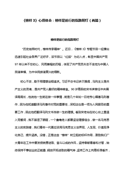 《榜样3》心得体会：榜样是前行的指路明灯(两篇)