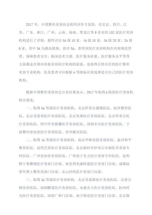 医疗美容机构分年级
