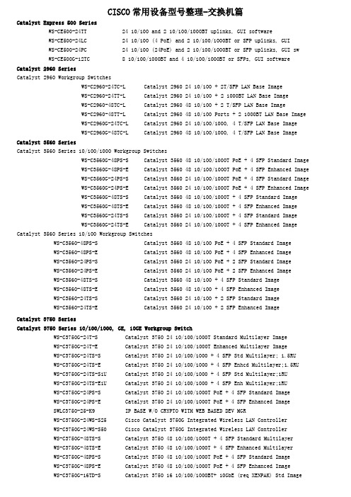 CISCO常用设备型号整理-交换机