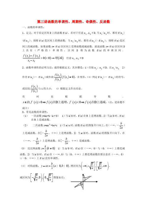 高考数学知识考点精析3 函数的单调性、周期性、奇偶性、反函数