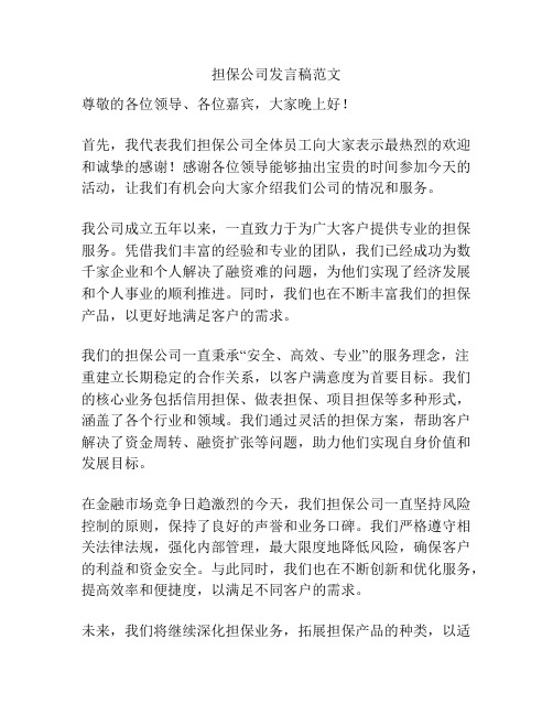 担保公司发言稿范文