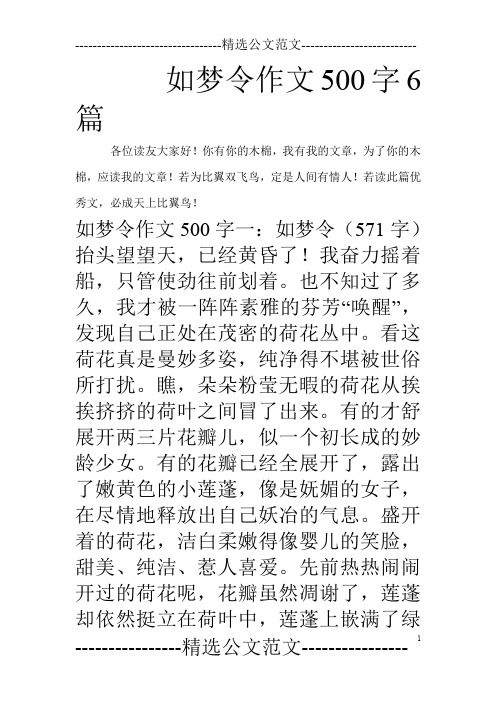 如梦令作文500字6篇_0