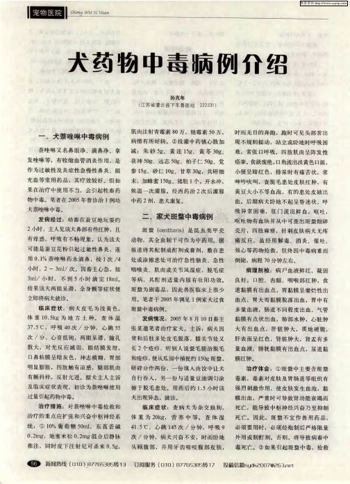 犬药物中毒病例介绍
