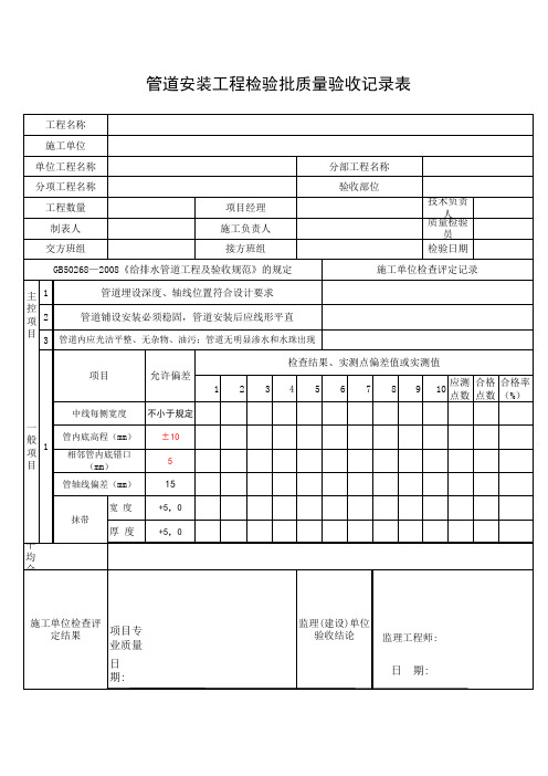 管道安装工程检验批