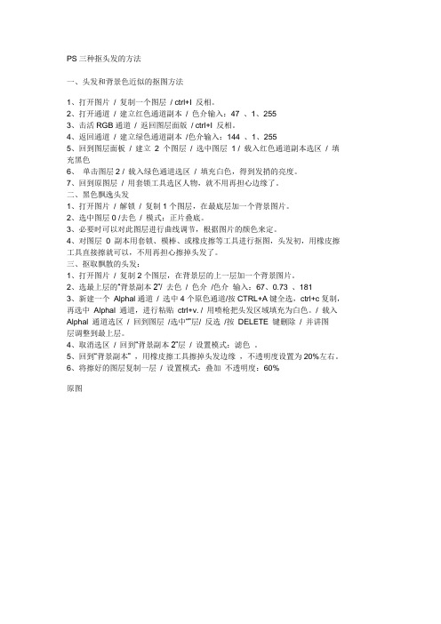 PS三种抠头发的方法