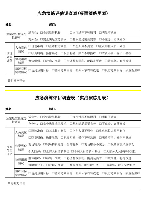 3.应急演练评估调查表(模板)