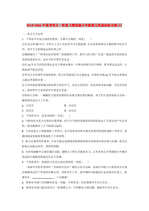 2019-2020年高考语文一轮复习精选提分专练第五轮基础组合练(1)
