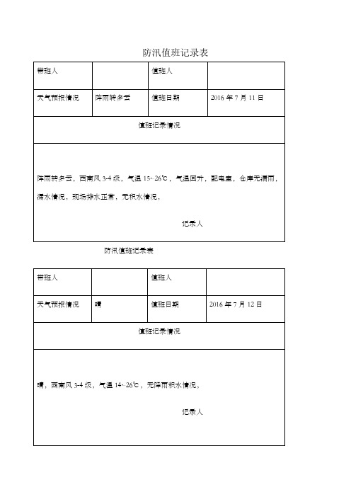 防汛值班记录表 (1)