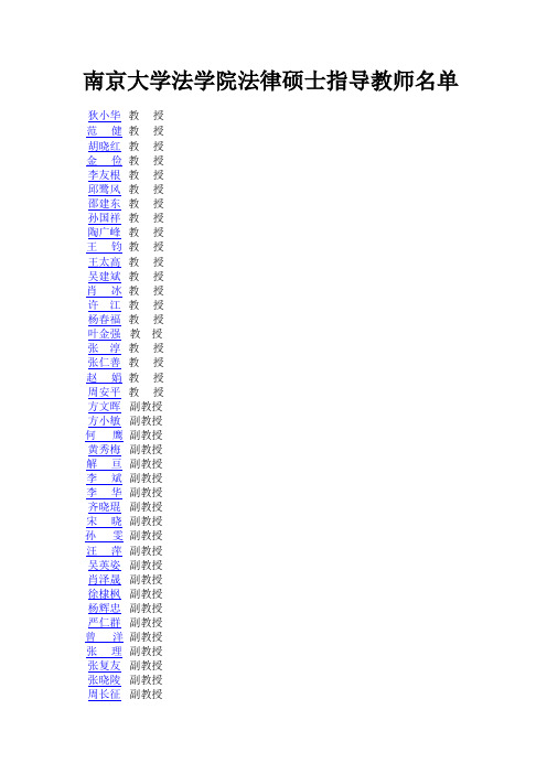 南大法硕教师名单
