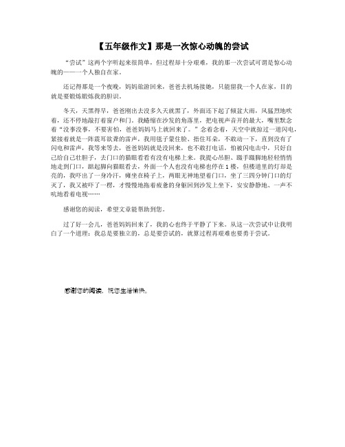 【五年级作文】那是一次惊心动魄的尝试