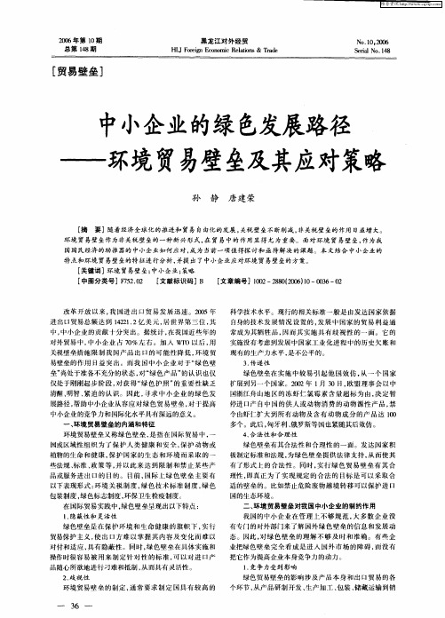 中小企业的绿色发展路径——环境贸易壁垒及其应对策略