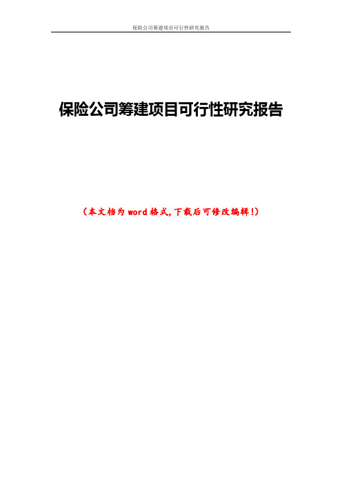 保险公司筹建项目可行性研究报告